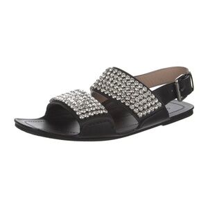 GUCCI Leather Crystal Embellishments Slingback Sandals Women's IT38